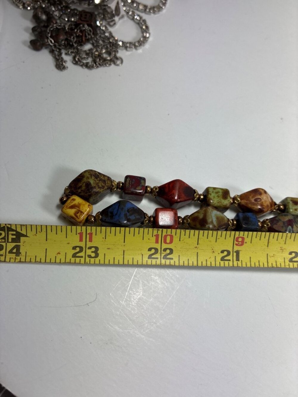 Vintage Long Stone Bead Necklace 46 Inch Earth Tone Boho Jewelry - Picture 7 of 7